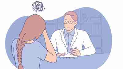 An illustration of a woman pursuing an AuDHD diagnosis.